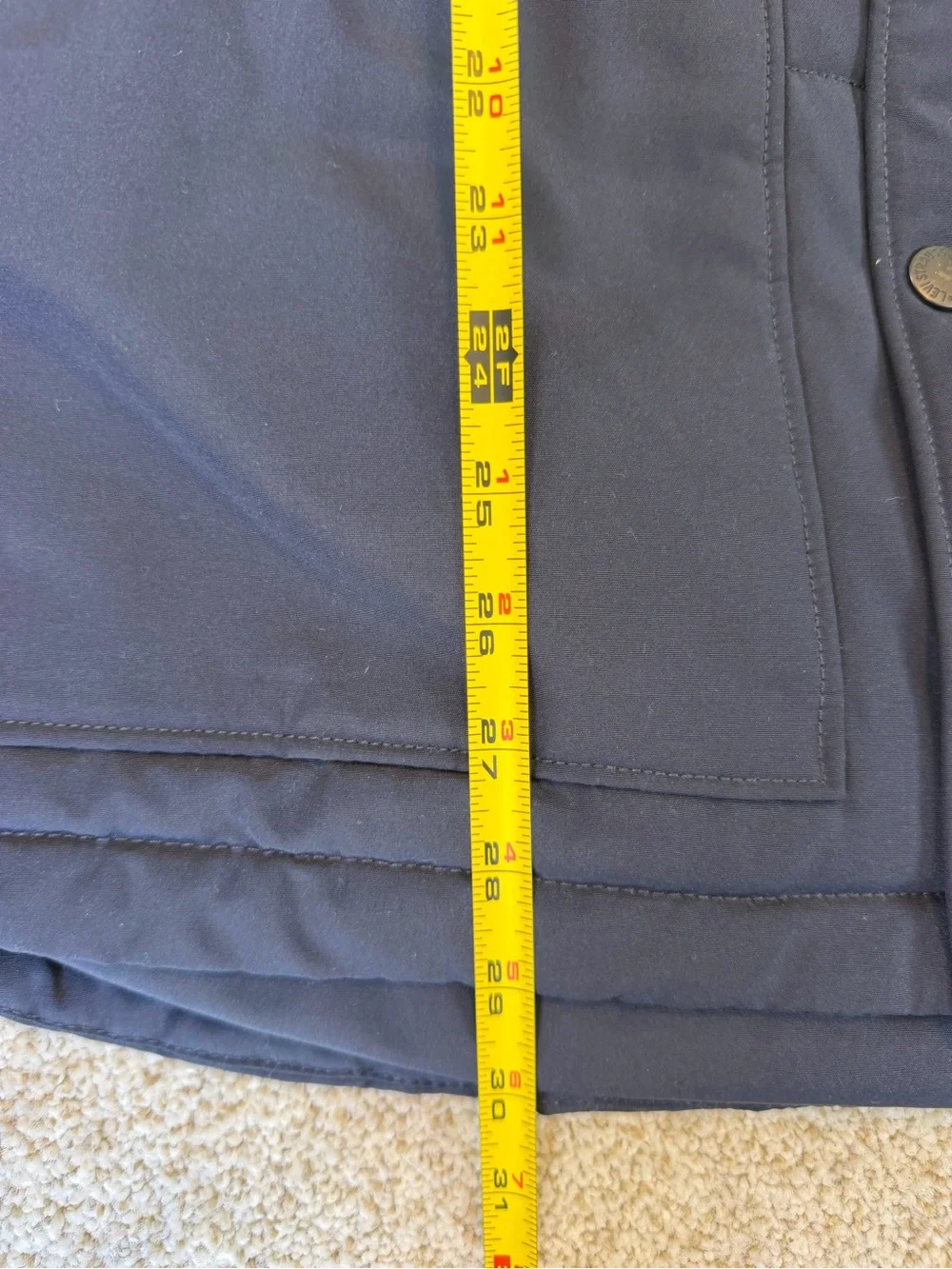 Levi's Men's Puffer Jacket Navy Blue Zipper Snaps Sherpa Collar Large